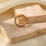 18K Gold Multi-Coloured Inlaid Ring - QH Clothing