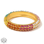 18K Gold Multi-Coloured Inlaid Ring - QH Clothing