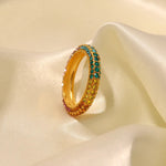 18K Gold Multi-Coloured Inlaid Ring - QH Clothing