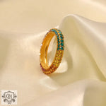 18K Gold Multi-Coloured Inlaid Ring - QH Clothing