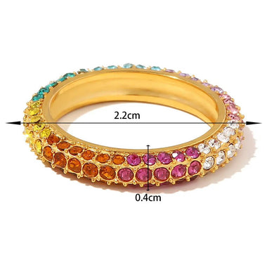 18K Gold Multi-Coloured Inlaid Ring - QH Clothing