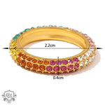 18K Gold Multi-Coloured Inlaid Ring - QH Clothing