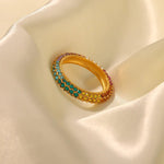 18K Gold Multi-Coloured Inlaid Ring - QH Clothing