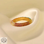 18K Gold Multi-Coloured Inlaid Ring - QH Clothing