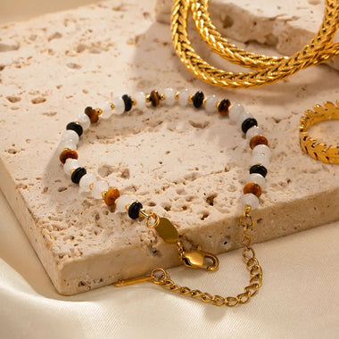 18K Gold Natural Stone Design Women's Bracelet - QH Clothing