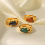 18K Gold Natural Stone Ring - QH Clothing