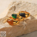 18K Gold Natural Stone Ring - QH Clothing