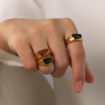 18K Gold Natural Stone Ring - QH Clothing