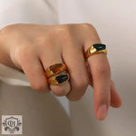 18K Gold Natural Stone Ring - QH Clothing