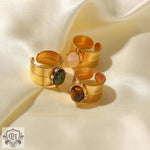 18K Gold Natural Tiger Eye Ring - QH Clothing