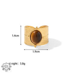 18K Gold Natural Tiger Eye Ring - QH Clothing