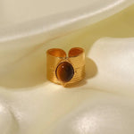 18K Gold Natural Tiger Eye Ring - QH Clothing