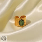 18K Gold Natural Tiger Eye Ring - QH Clothing