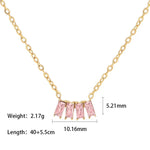 18K Gold Necklace with Pink/White/Green Zircon - QH Clothing
