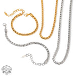 Elegant 18K Gold chain design bracelet necklace set featuring gold and silver accents