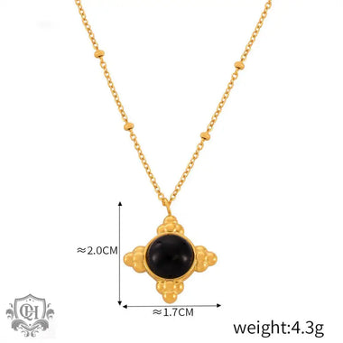 Gold and silver necklaces with black stone pendants in light luxury style design