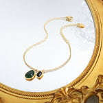 18K gold retro palace style inlaid agate design anklet - QH Clothing