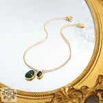 18K gold retro palace style inlaid agate design anklet - QH Clothing