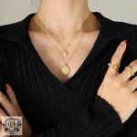 18K Gold Opal Double Layer Necklace - QH Clothing