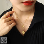 18K Gold Opal Double Layer Necklace - QH Clothing