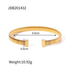 18k Gold Open T Bracelet - QH Clothing
