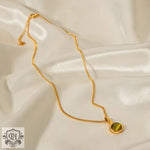 18K Gold Opulent Olive Green Opal Pendant Necklace - QH Clothing