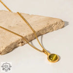 18K Gold Opulent Olive Green Opal Pendant Necklace - QH Clothing