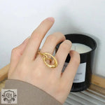 18K Gold Oval Geometric Ring - QH Clothing