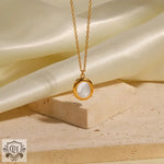 18K Gold Oval Opal Pendant Necklace - QH Clothing