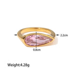 18K Gold Oval Pink Zirconia Ring - QH Clothing