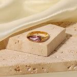 18K Gold Oval Pink Zirconia Ring - QH Clothing