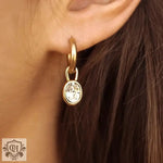 18K Gold Oval Zirconia Earrings - QH Clothing