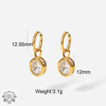 18K Gold Oval Zirconia Earrings - QH Clothing