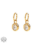 18K Gold Oval Zirconia Earrings - QH Clothing