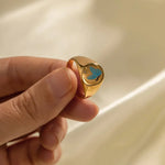 18K Gold Patterned Flat Top Ring - QH Clothing