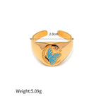 18K Gold Patterned Flat Top Ring - QH Clothing