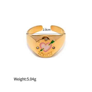 18K Gold Patterned Flat Top Ring - QH Clothing