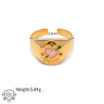 18K Gold Patterned Flat Top Ring - QH Clothing