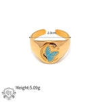 18K Gold Patterned Flat Top Ring - QH Clothing