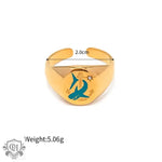 18K Gold Patterned Flat Top Ring - QH Clothing