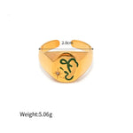 18K Gold Patterned Flat Top Ring - QH Clothing