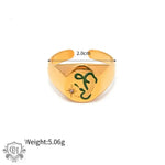 18K Gold Patterned Flat Top Ring - QH Clothing