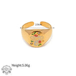 18K Gold Patterned Flat Top Ring - QH Clothing