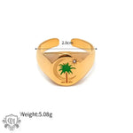 18K Gold Patterned Flat Top Ring - QH Clothing