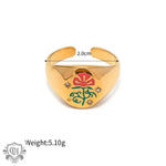 18K Gold Patterned Flat Top Ring - QH Clothing