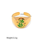 18K Gold Patterned Flat Top Ring - QH Clothing