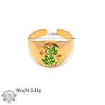 18K Gold Patterned Flat Top Ring - QH Clothing