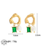 18K Gold Pearl and Zircon Drop Earrings - QH Clothing