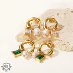 18K Gold Pearl and Zircon Drop Earrings - QH Clothing