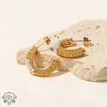 18K Gold Pearl C Shape Earrings - QH Clothing